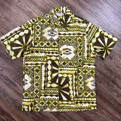 COLLAR BUCLE Estampado Azteca Hawaiano SEARS De Colección Raro Años 60 Talla Mediana Para Hombre Reyn Foto 1 de 4