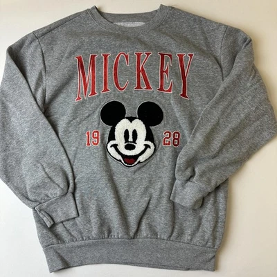 Disney Mickey Mouse Sudadera Mujer Pequeña Cuello Redondo 1928 Bordado Pullover Foto 1 de 4