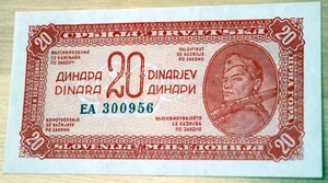 1944 Jugoslavia 20 Dinara Seconda Guerra Mondiale Unc. - Foto 1 di 2