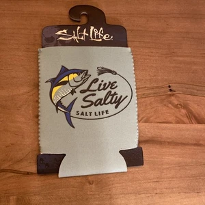 Salt Life Can Koozie Teal Live Salty Design NEW - Picture 1 of 2