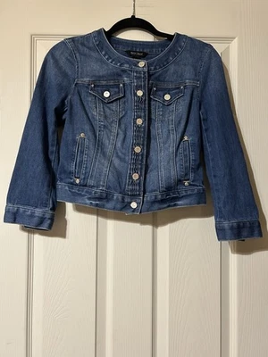 Chaqueta de mezclilla para mujer White House Black Market talla 4 trabajo escuela ropa de viaje usada en excelente estado Foto 1 de 4