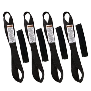 Ancra Tiedowns 12" Soft Touches, Tie Down Extension w/Fleeces - Black 4-Pack - Picture 1 of 3