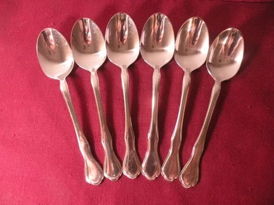 Juego de 6 cucharaditas de cubiertos de acero inoxidable Pfaltzgraff Briarwood brillante 6" Foto 1 de 4