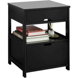 Black Bedside Table with 2 Drawers - Picture 1 of 8