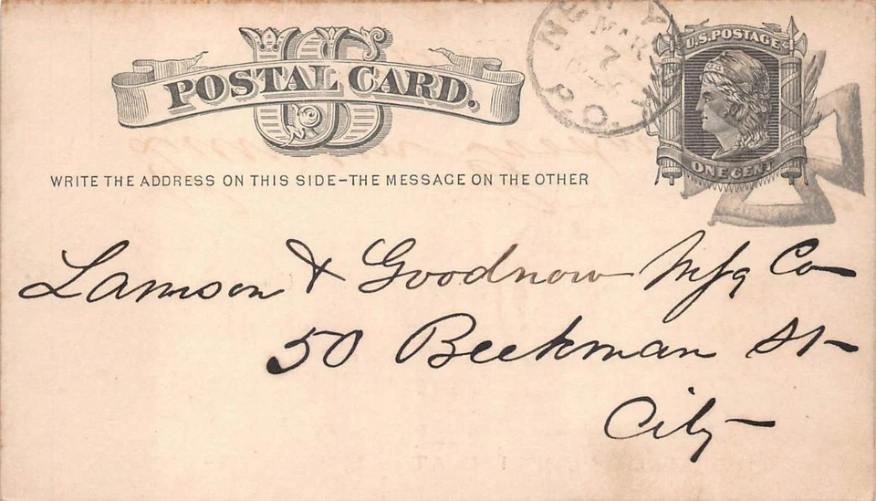 USA SCOTT UX5 POSTAL CARD MICA ROOFING CO NEW YORK FANCY CANCEL (c. 1875) - Image 1 of 1