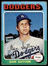 1975 Topps #220 Don Sutton Low Grade (Crease) Los Angeles Dodgers