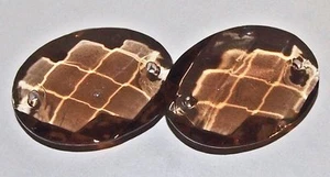 2 Checkerboard Facet Glass Bead Connectors pendants 25 mm Drilled - Picture 1 of 4