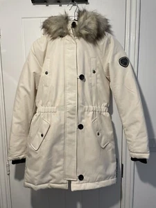 ONLY LADIES CREAM FAUX FUR TRIM MID-LENGTH PARKA UK SIZE XS BNWT - Picture 1 of 5