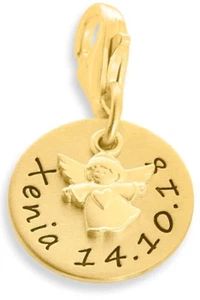 Charm Anhänger vergoldet Namensanhänger Kettenanhänger Gravur gold Schutzengel - Imagen 1 de 3