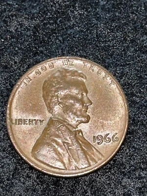 1966 penny no mint mark ”L” error On Rim , red . RARE collectible Cent  - Image 1 of 4