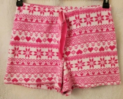 Pantalones Cortos Hot Kiss Para Mujer Salón Dormir Talla XL Rosa Púrpura Blanco Corazón Polar Foto 1 de 4