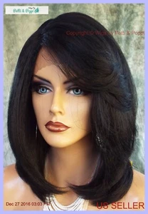 LACE FRONT LACE C PART YAKI LAYERED COLOR #1 GORGEOUS SEXY US SELL 1129 - Picture 1 of 12