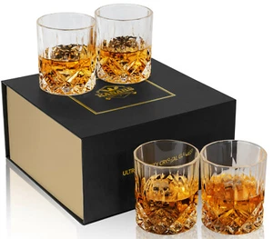 KANARS Whisky Glass Set of 4 Rock Tumblers 300ml for Scotch Whiskey Drinking - Picture 1 of 7
