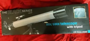 The Black Series 50 & 100 X Magnification Astronomical Telescope w/Tripod - Picture 1 of 8