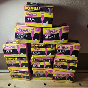 12 boxes NOS Playtex Sport Ultra Thin Pads 18 New dented boxes - Picture 1 of 1