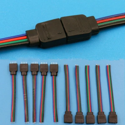 10Pcs 4Pin Male + Female Connector Wire Cable for 3528 5050 SMD LED Strip Light - Image 1 of 4