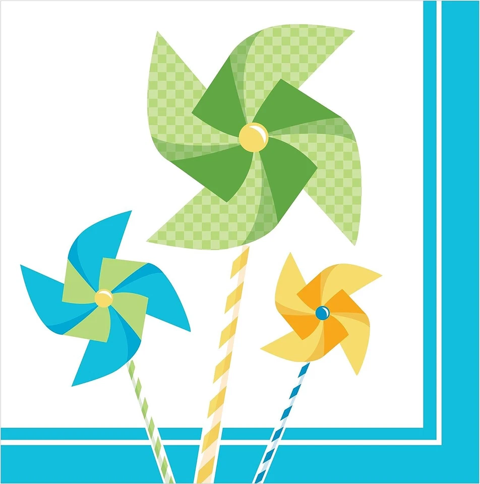 Turning One Boy Pinwheel Toy Pastel Cute Birthday Party Paper Luncheon Napkins - Image 1 of 1