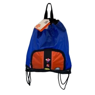 Crocs Blue & Orange With Super Mario Jibbitz Charms Carry Sack Backpack - New - Image 1 of 4