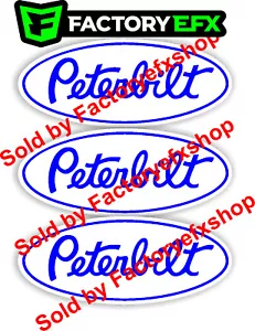 3 White & Blue Custom Peterbilt Grille Hood Emblem Decals Truck 359 378 379 353 - Foto 1 di 8