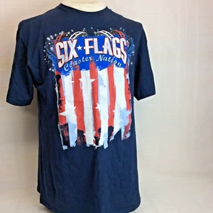 SIX FLAGS COASTER NATION Navy Blue T-Shirt Size L Men's by DELTA - Picture 1 of 11