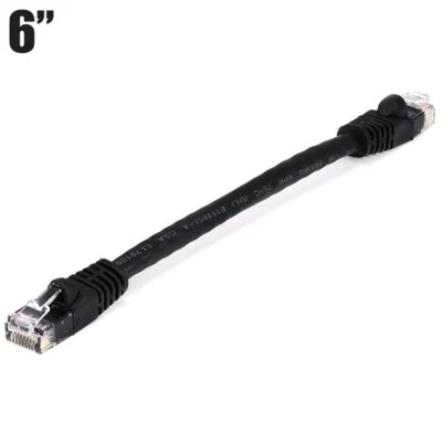 6" Cat5E RJ45 Ethernet LAN Network UTP Patch Cable Cord Copper Wire 24AWG Black - Image 1 of 2