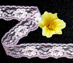 Scalloped Lilac Cream Lace Trim 12 - 24 Yards x 1" Floral S16V CLOSEOUT - Picture 1 of 2