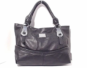 DAMEN SCHULTERTASCHE AUS LEDER IN SCHWARZ MIT SILBERNEN DETAILS #LS88101 - Bild 1 von 1