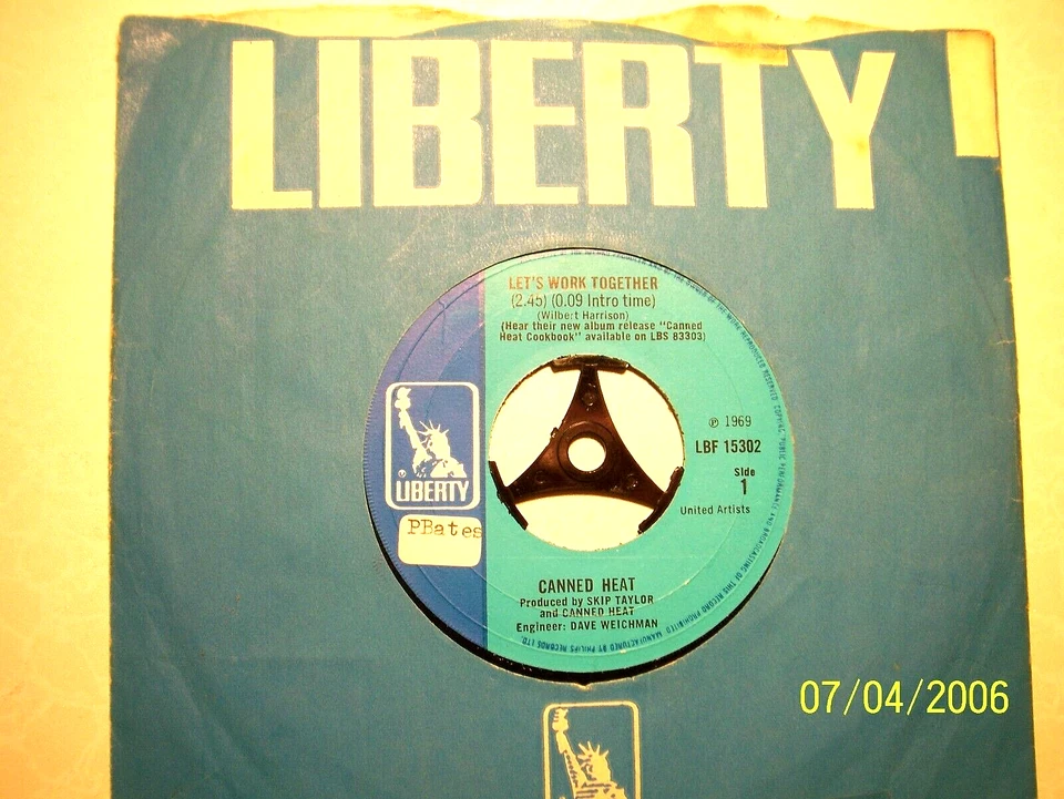 45rpm record......Canned Heat.....Let's Work Together......60s Country Rock - Image 1 of 1