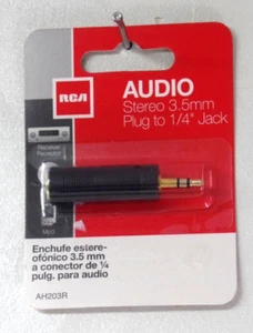 RCA AH203R 1/4 Inch Female Jack to 3.5mm Male Plug Audio Adapter Stereo Black - Picture 1 of 2