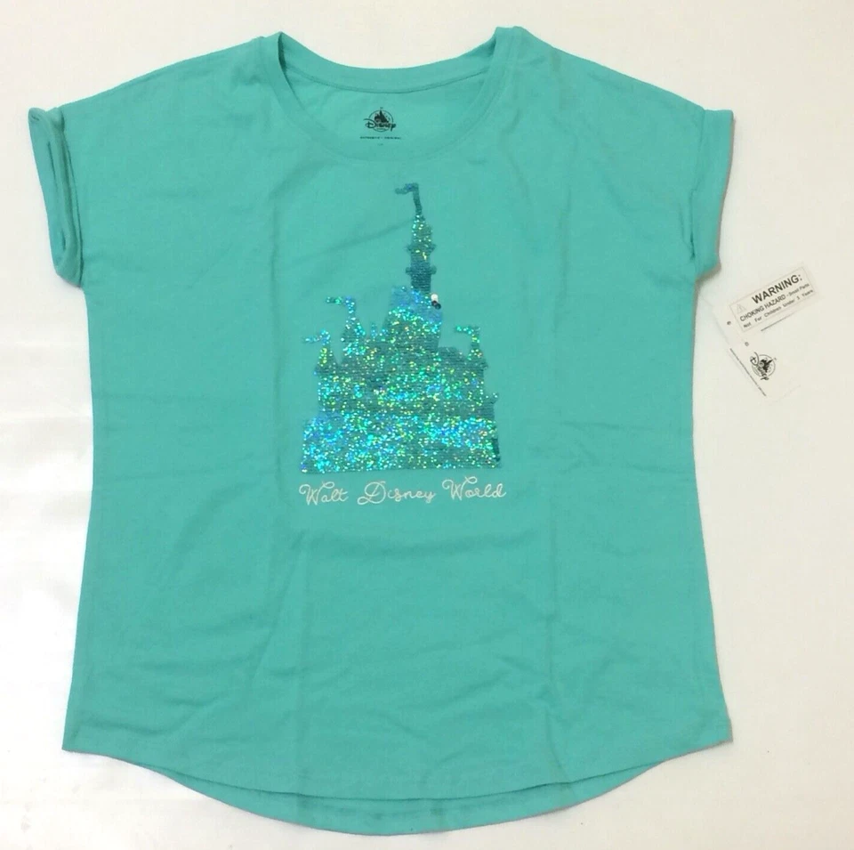 Walt Disney World Fantasyland Castle Reversible Sequin Girls kids t-shirt Sz XS - Image 1 of 1