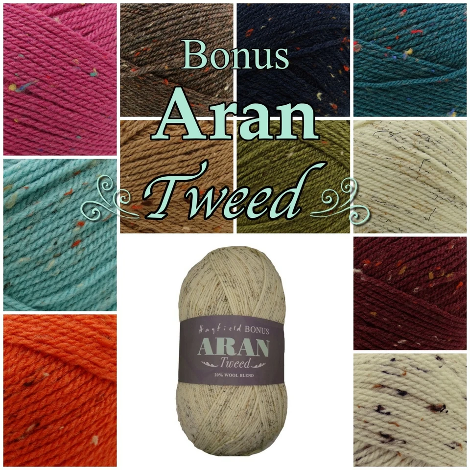 Hayfield Bonus Aran Tweed 20% Wool Blend Knitting and Crochet Yarn Value 400g - Image 1 of 2