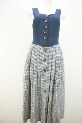 Landhauskleid aus Leinenmischung in blau kariert sommerlich Trachtenkleid Gr.40 - Bild 1 von 4