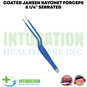 Surgical Bayonet Forceps 21 cm with Coated Serrated Tips Surgical Instrument - Picture 1 of 2