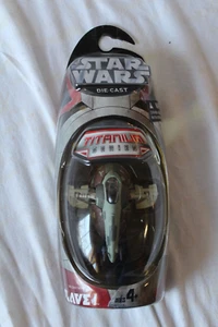 Boba Fett 's Slave 1 One Titanium Die-Cast Star Wars 2004 Micro Machines Hasbro - Foto 1 di 3