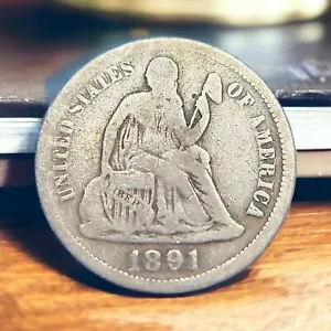 1891 O Seated Liberty Dime: Final Year / Error on Reverse i In Dime! - Picture 1 of 5