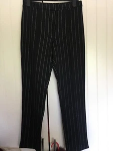 M&S COLLECTION Ladies Black Stretch Pinstripe Trousers. UK 10/EUR 38 Regular - Picture 1 of 3