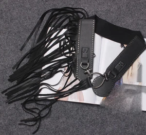 Gonna donna ecopelle frange lunghe nappa cintura elastico in vita punk clubwear - Foto 1 di 12