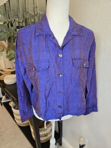 Chico's Women’s Button-up Vintage Silk Long Sleeve Shirt Purple Size 1 Medium - Picture 1 of 6