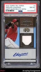 2012 Topps Triple Threads Unity Sepia Aroldis Chapman JERSEY AUTO 56/75 PSA 8 - Picture 1 of 2