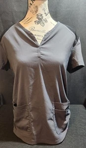 Koi Lite Scrub Top Women's Size Small Gray Black Pink Drawstring Sides - Picture 1 of 12