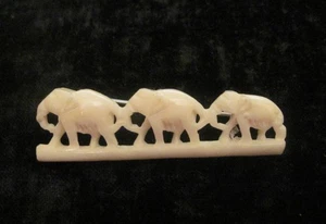 Vintage Carved Elephant Brooch Pins - Picture 1 of 2