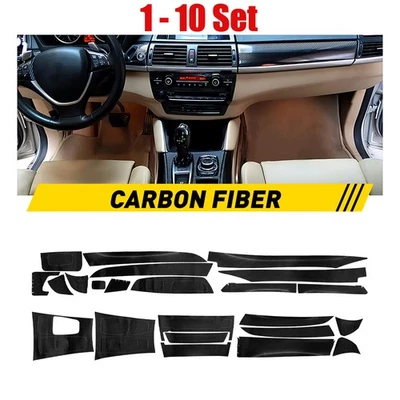 Fit BMW X5 E70 X6 E71 2008-2014 Carbon Fiber Center Control Console Trim 1-10Set - Image 1 of 4