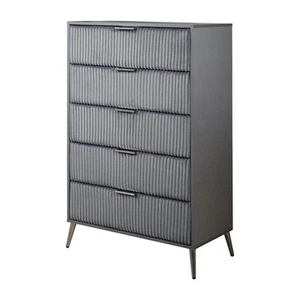 Pemberly Row Contemporary Wood 5-Drawer Chest in Gray Finish - Picture 1 of 7