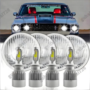 4pcs 5.75" 5-3/4 LED Headlight Hi/Lo Sealed Beam Projector for Ford Mustang 1969 - Picture 1 of 13