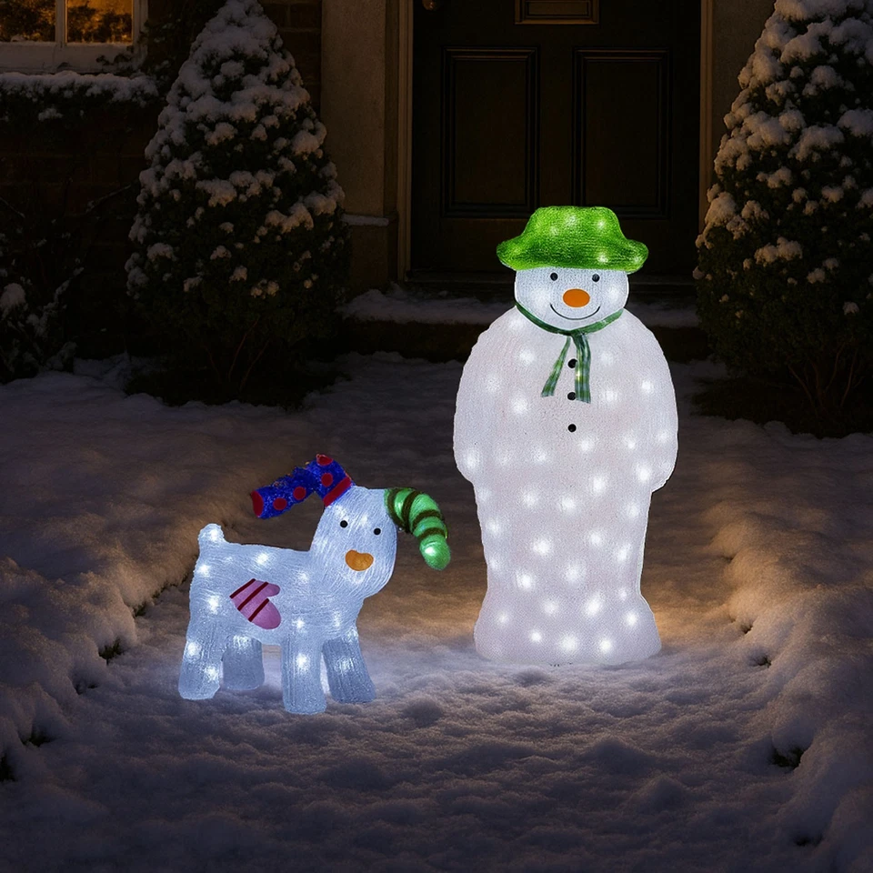 Neo Snowman Snow Dog LED Light Up Acrylic Christmas Festive Decoration Outdoor - Image 1 of 4