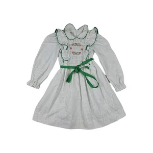 Polly Flinders Girl's Size 6X Green Polka Dot Embroidered Floral Dress - Picture 1 of 10