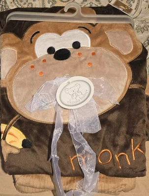 考拉宝贝猴子周围婴儿毯棕色棕褐色边缘香蕉蓝色鸟夏尔巴人 — 第 1/3 张图片