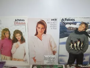 VTG Lot 17 Patons Knit Pattern Booklets Childrens Men Women Crafts 2 Clark's (U) - Picture 1 of 9