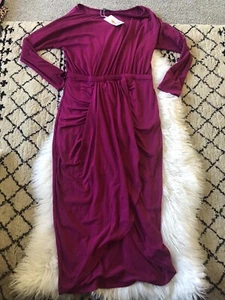 NWT Pretty Garden Midi Dress/ Long Sleeves Size Large. Magenta. D5 - Picture 1 of 7