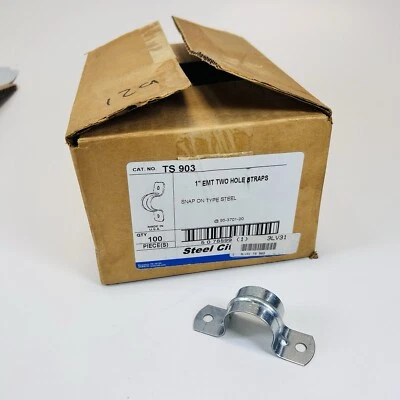 Correa de conducto Steel City TS903 1" EMT de 2 orificios (paquete de 100) hecha en EE. UU. Foto 1 de 4
